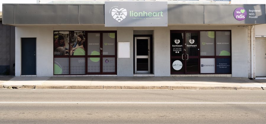 The Tank Street building: a lionheart Training & Development sign above the windows, with Gladstone Orthopaedics next door